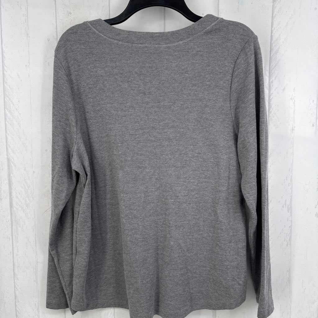 X waffle knit embelished lace-up l/s top