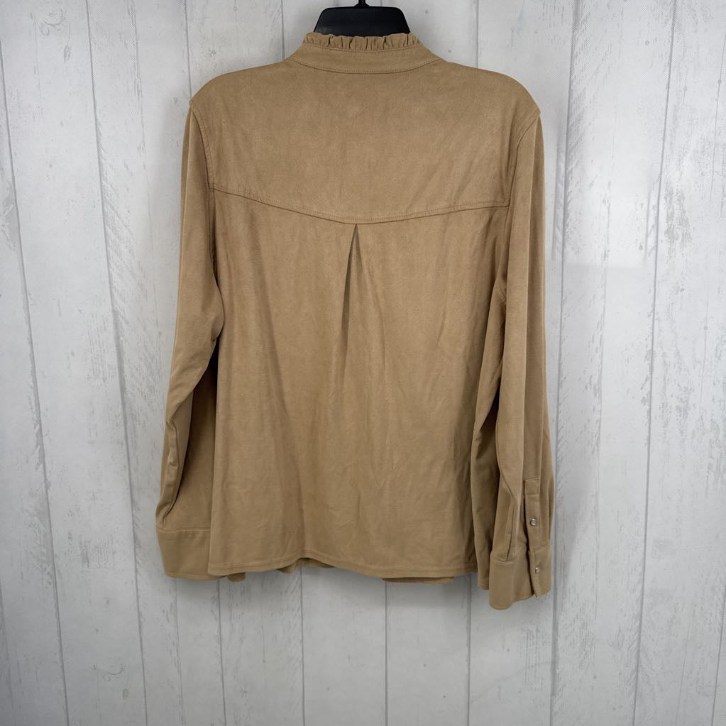 XL l/s faux suede button shirt