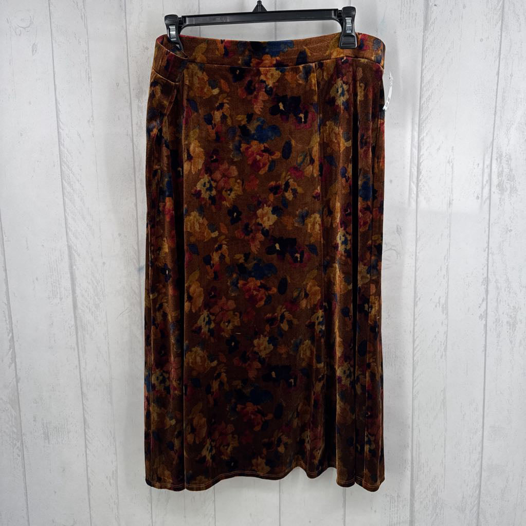 L floral velour skirt