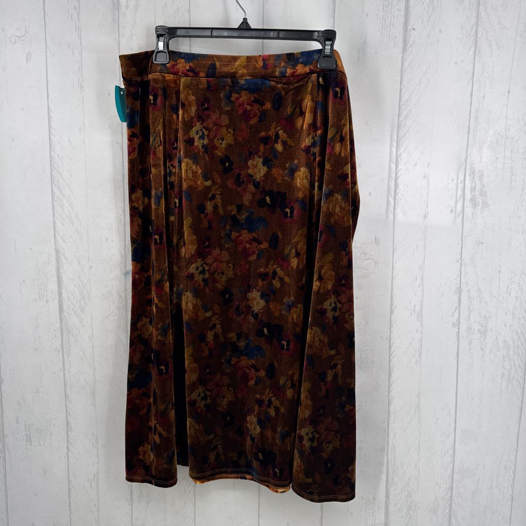 L floral velour skirt