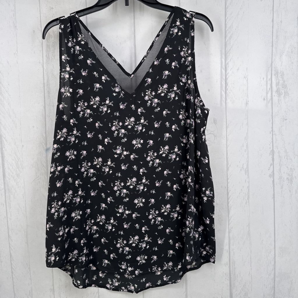 L v-neck flo print flowy tank