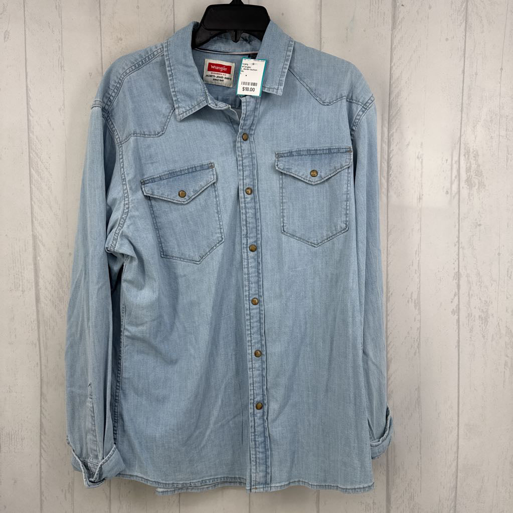 L denim button down l/s top