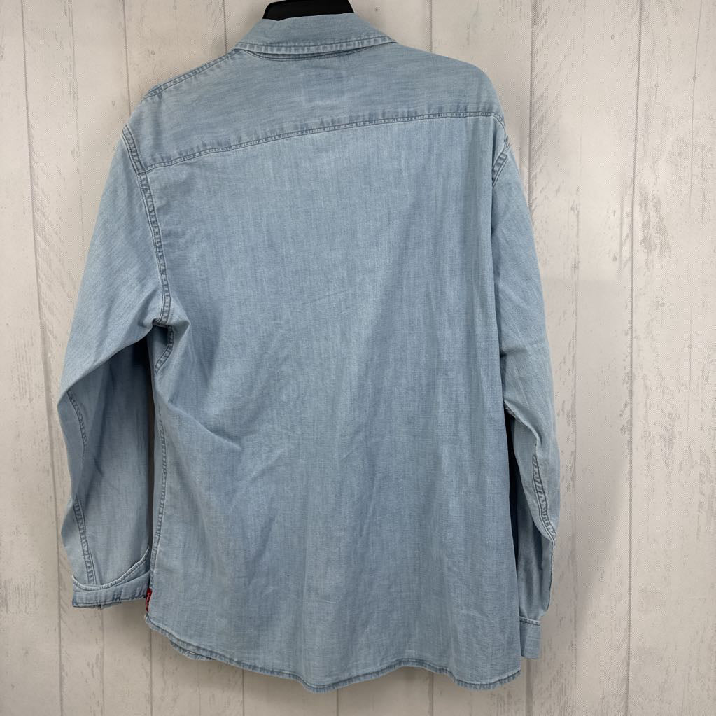 L denim button down l/s top