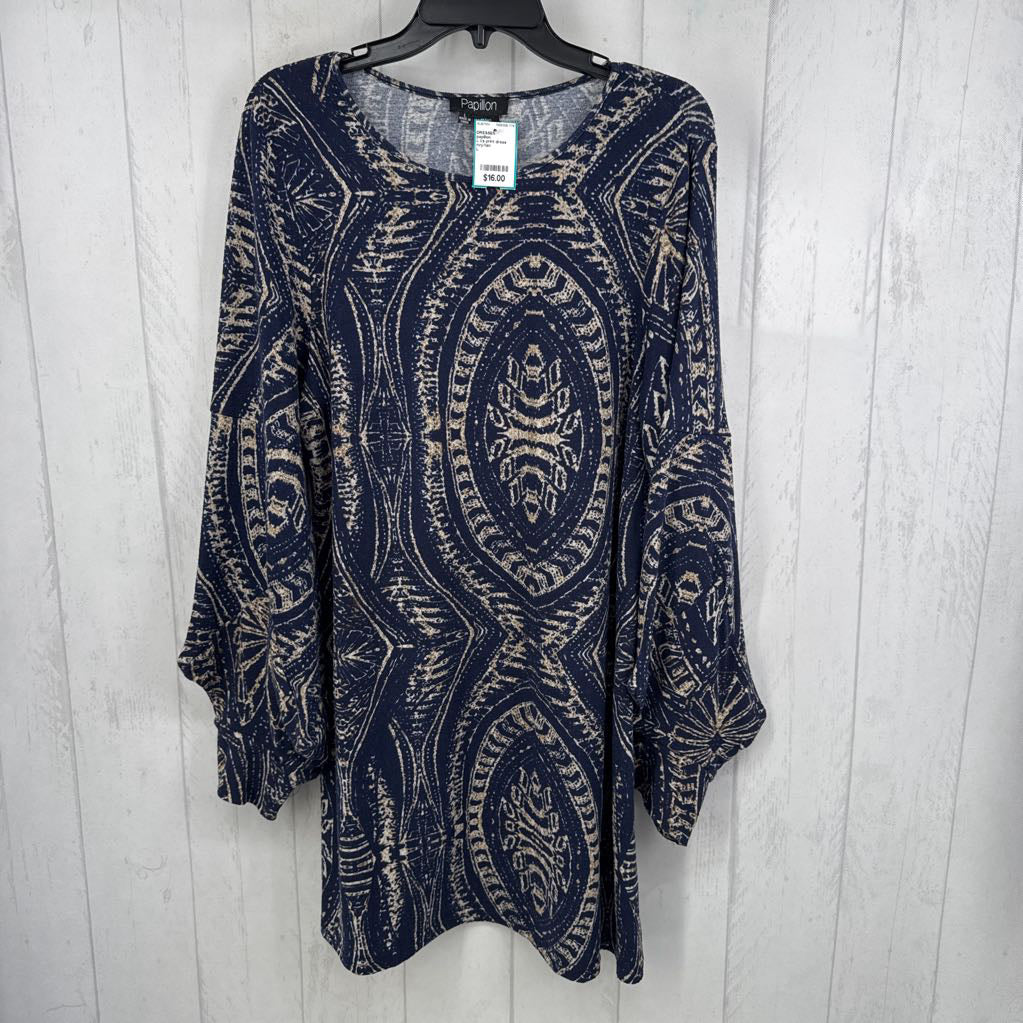 L l/s print dress
