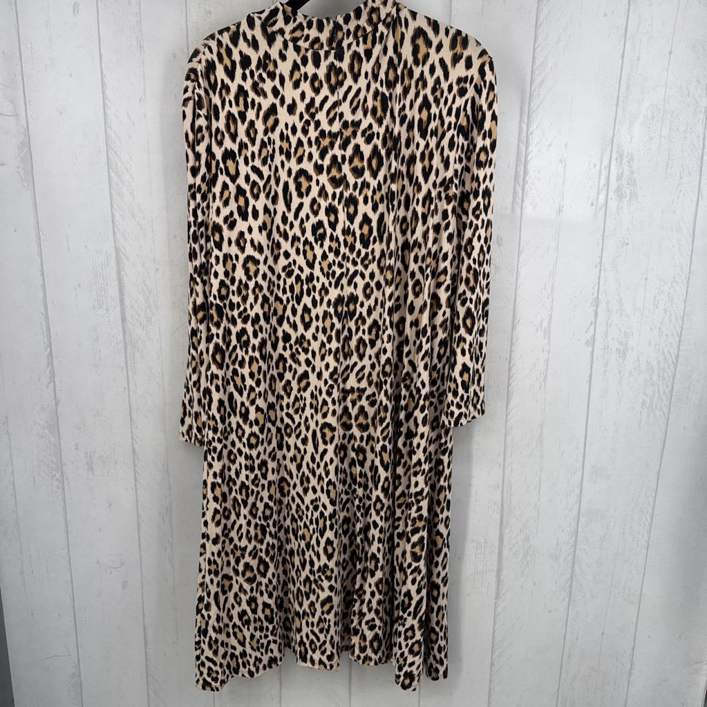 L l/s animal print mock neck dress
