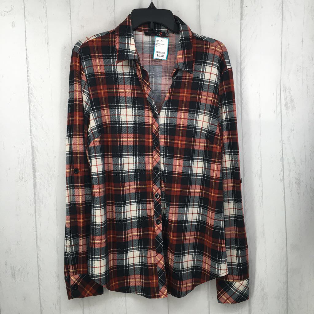 XL plaid button down l/s top