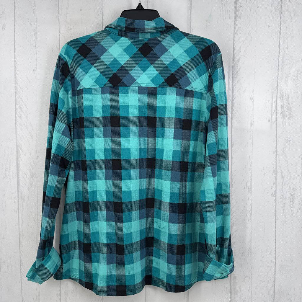 L plaid button down l/s top