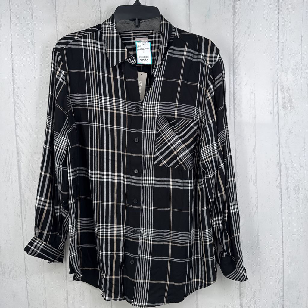 R80 L plaid button down l/s top
