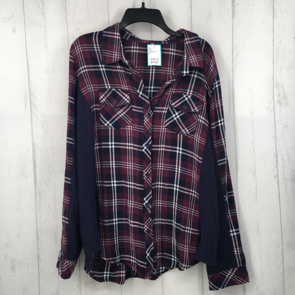 XL plaid button down l/s top