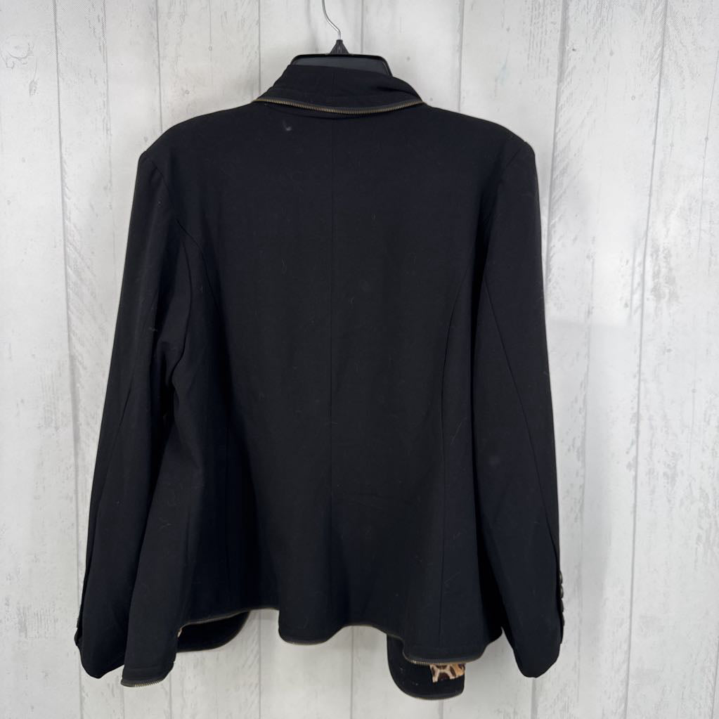 16w zipper detail button blazer