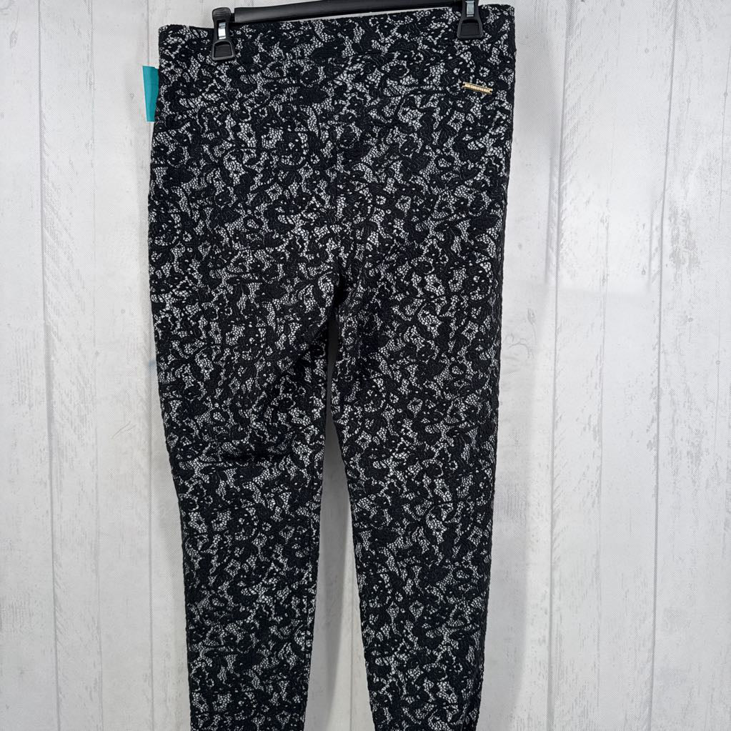 M faux lace stretch knit pant