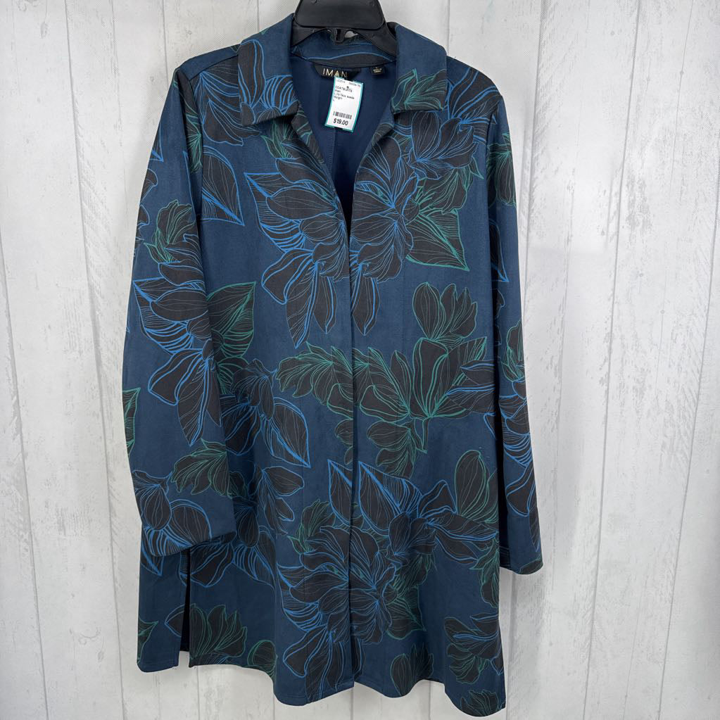 L l/s faux suede floral print jacket