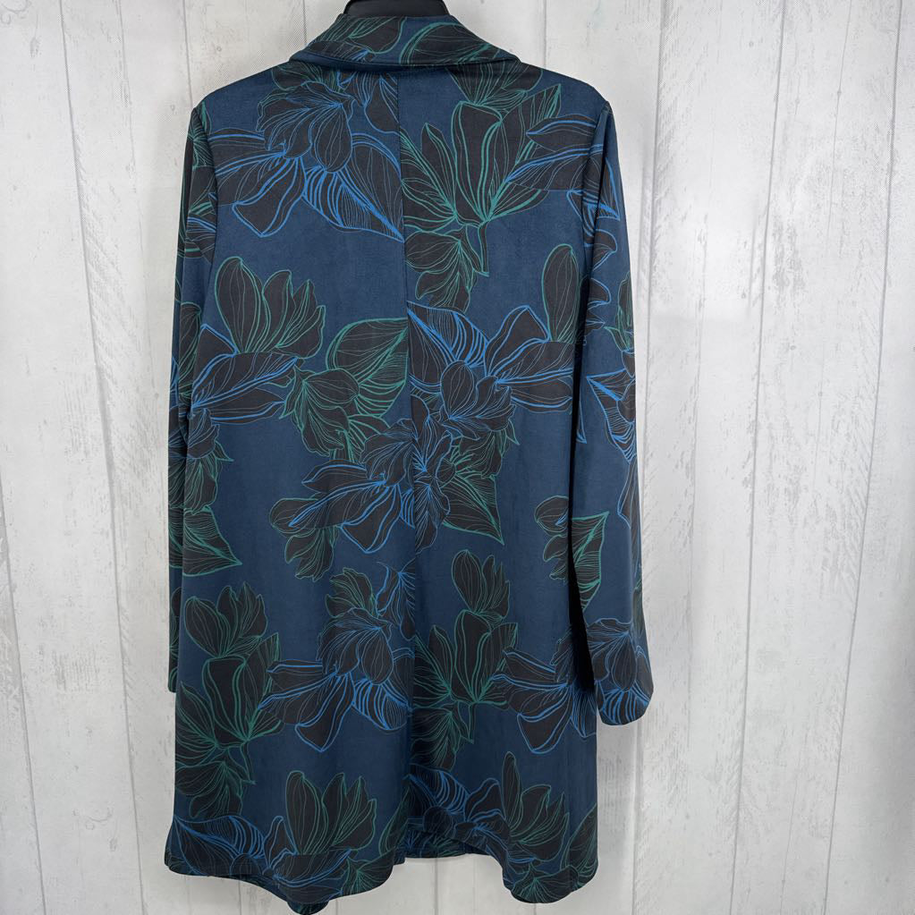 L l/s faux suede floral print jacket