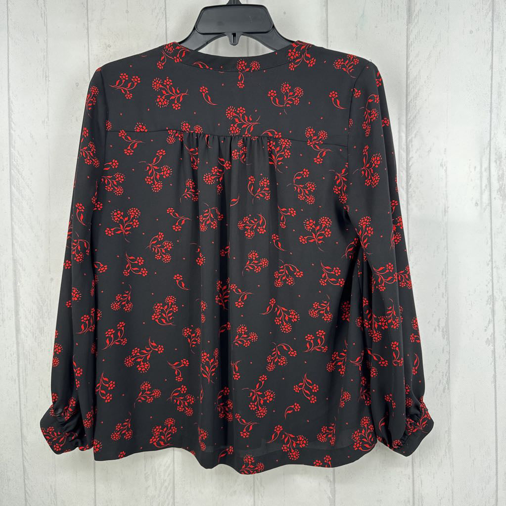 Sp flo print v-neck l/s top