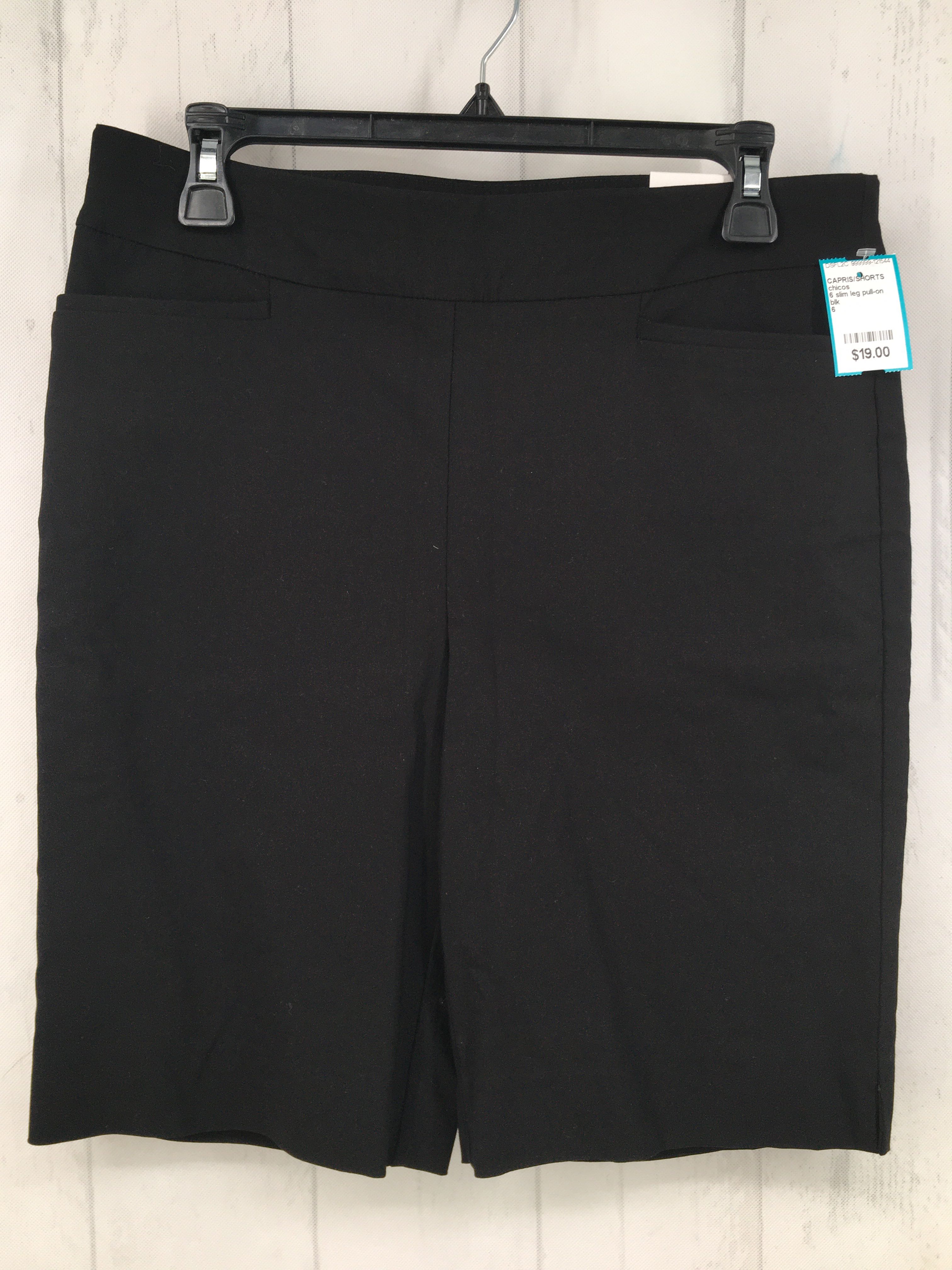 6 slim leg pull-on shorts