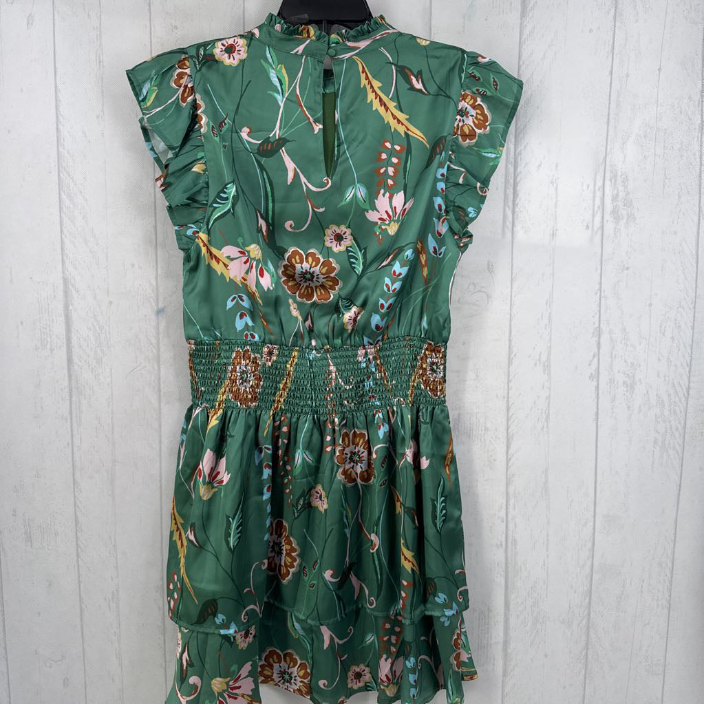 M smocked waist flo print s/s dress