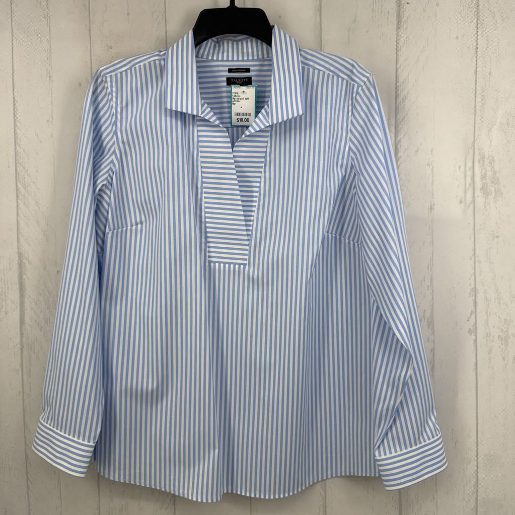 16p striped split neck l/s top