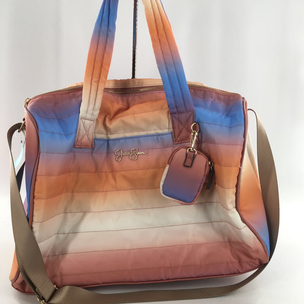 pastel ombre quilted travel duffel bag w/ mini zip pouch