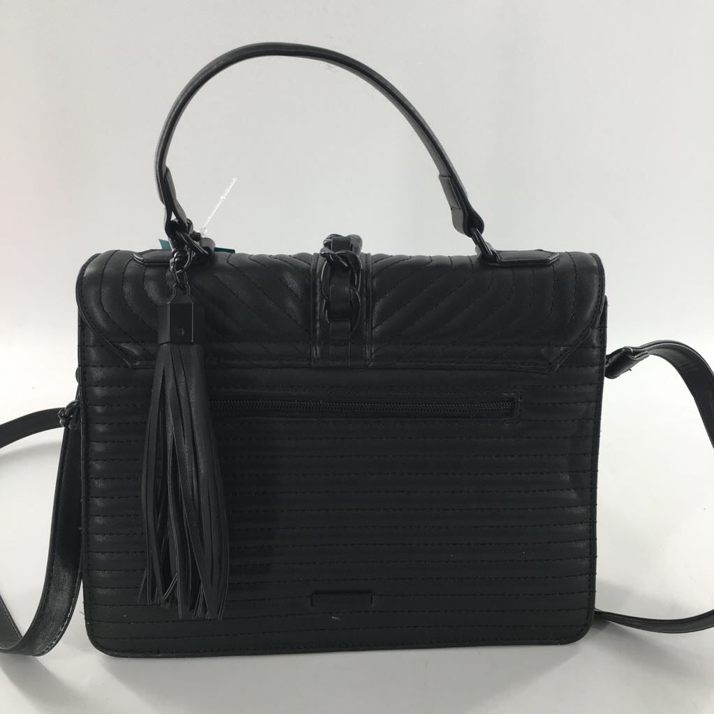 quilted top handle tassel satchel