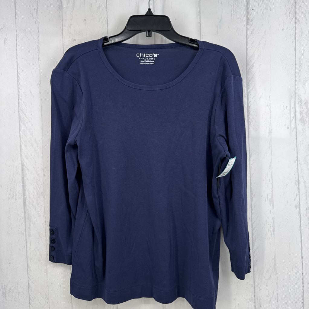 L round neck 3/4 slv tee