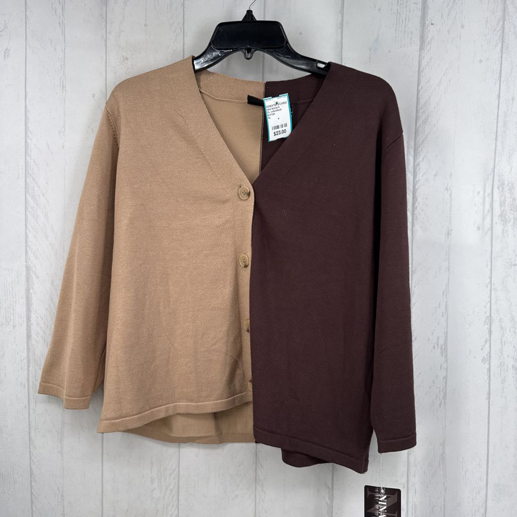 XL colorblock button front cardi