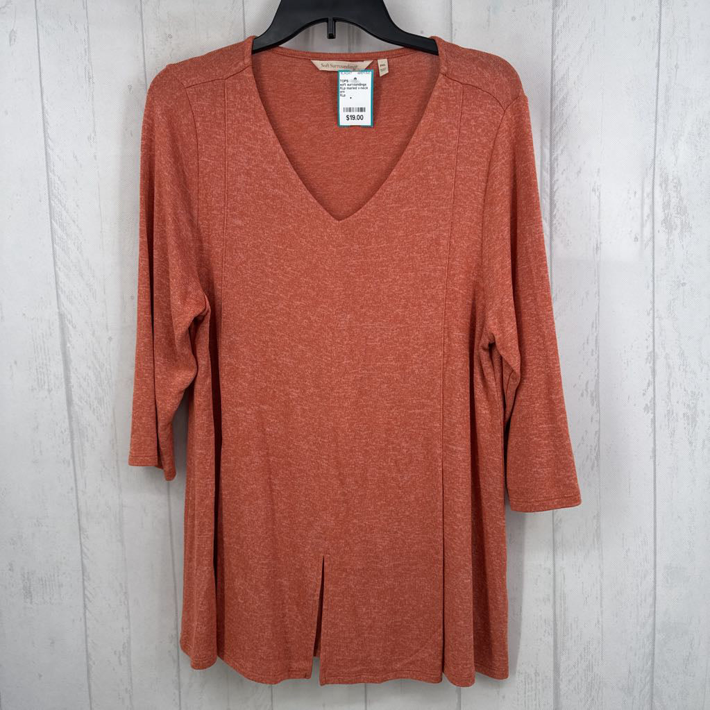 XLp marled v-neck 3/4 slv tunic