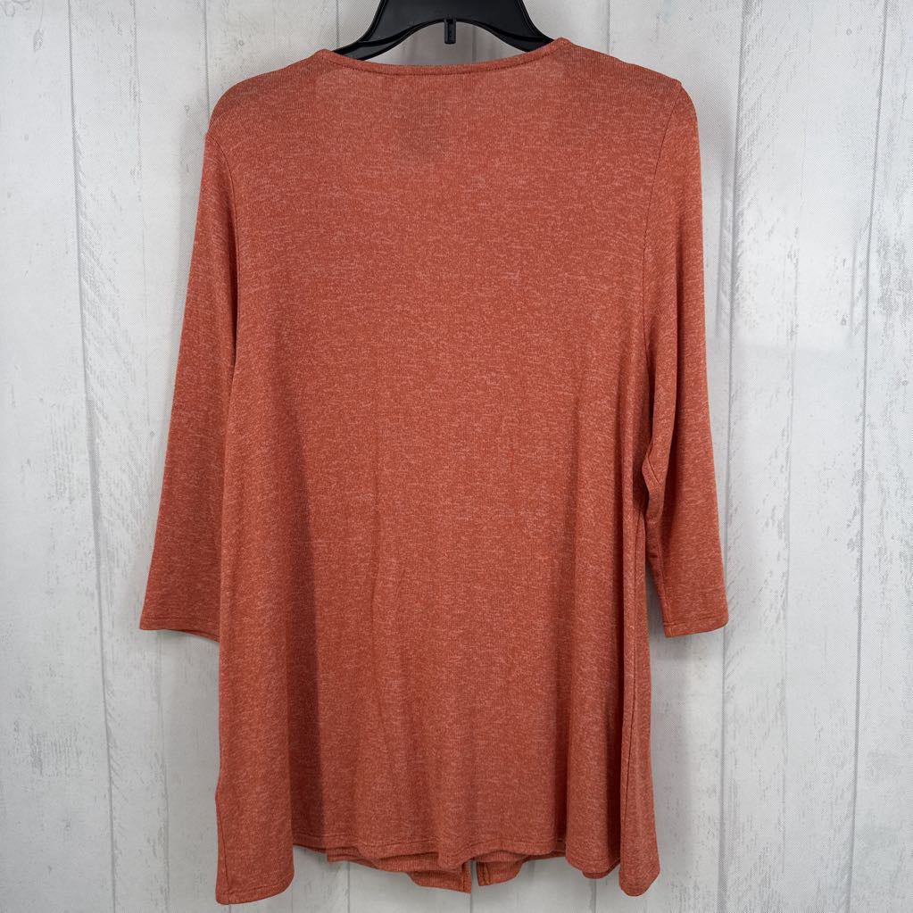 XLp marled v-neck 3/4 slv tunic