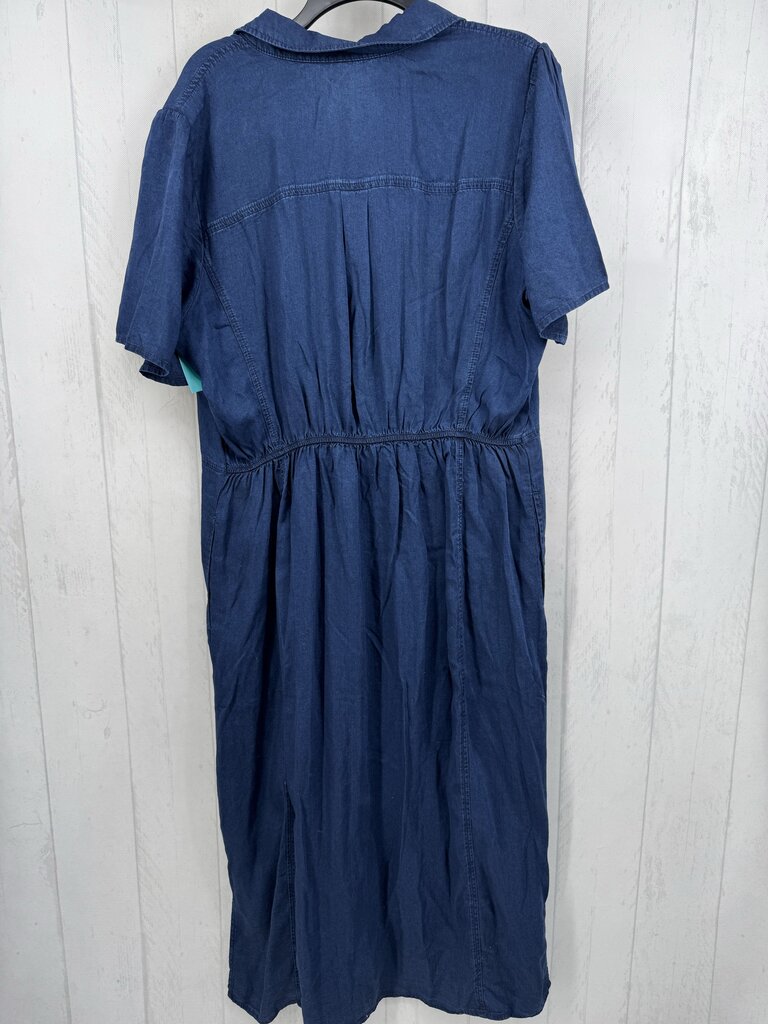 L flo embroidered button down s/s denim dress
