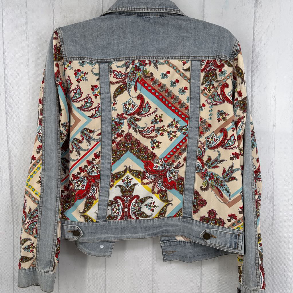 S paisley print & denim jacket