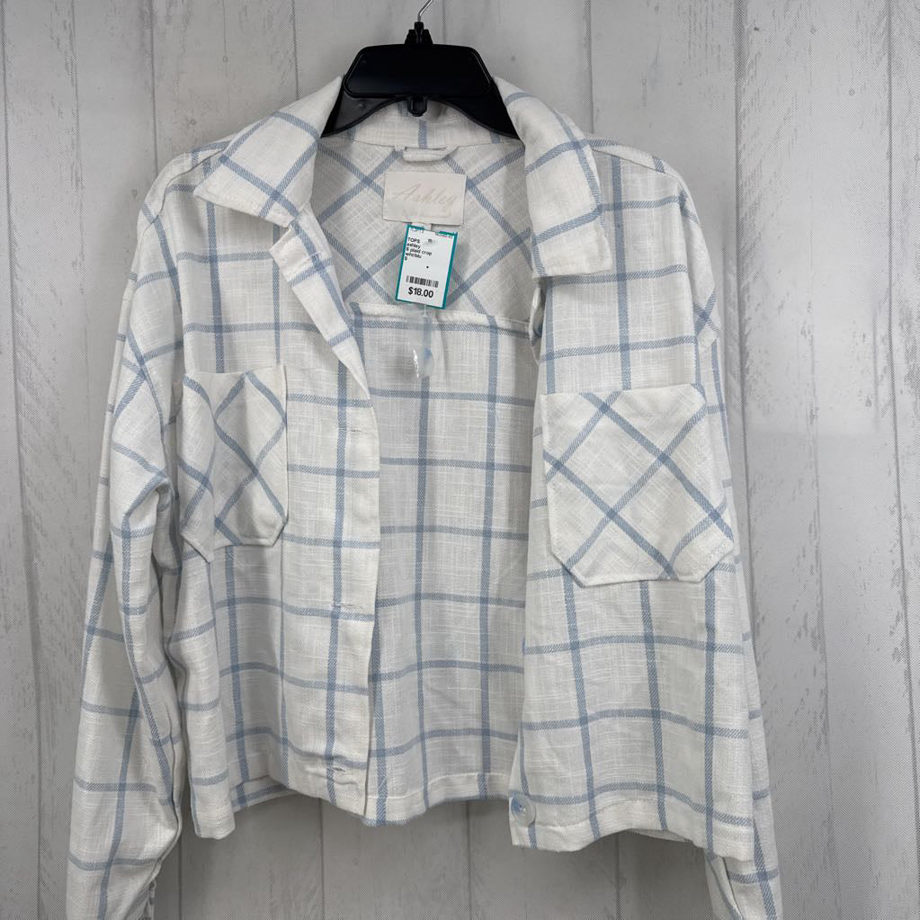 S plaid crop shacket