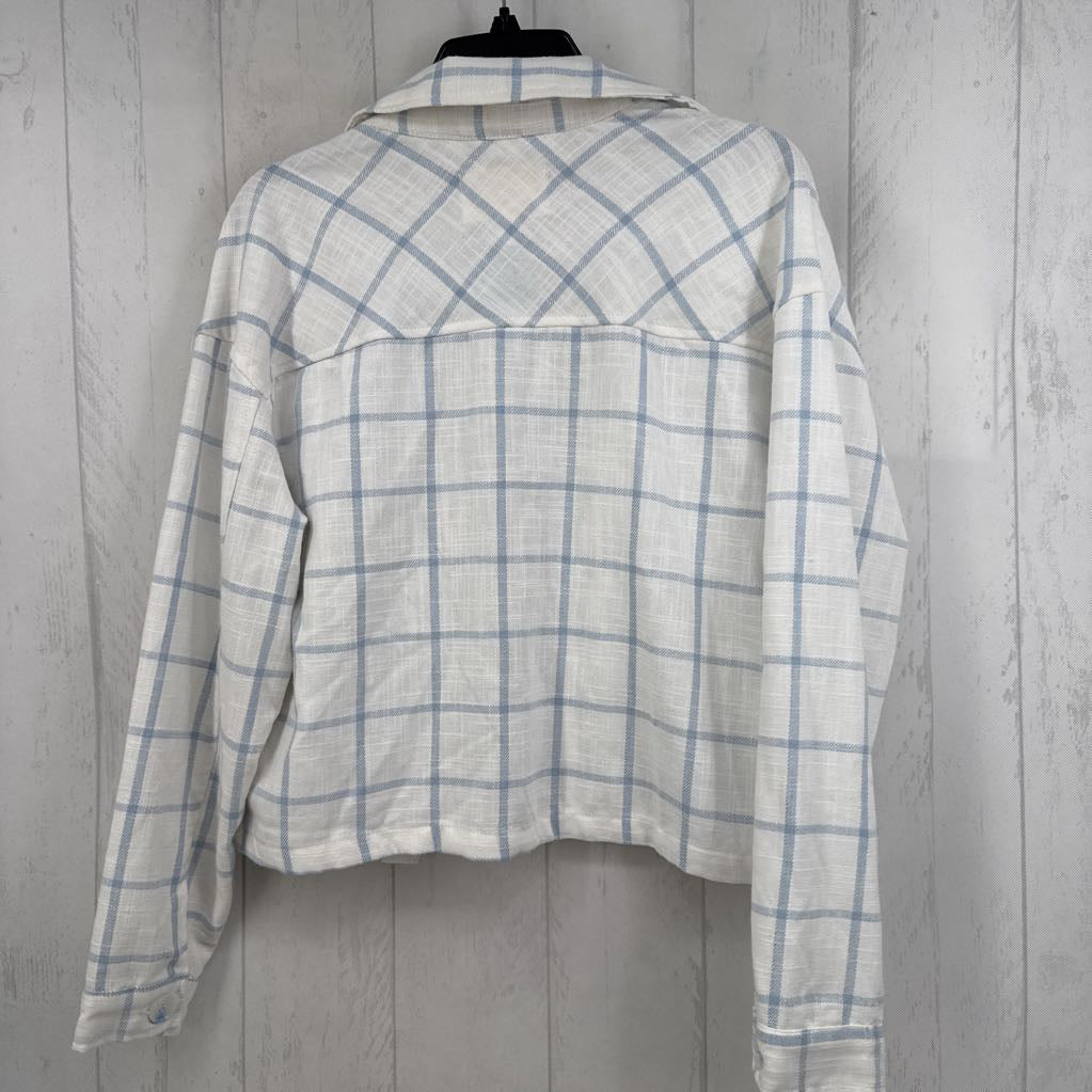S plaid crop shacket