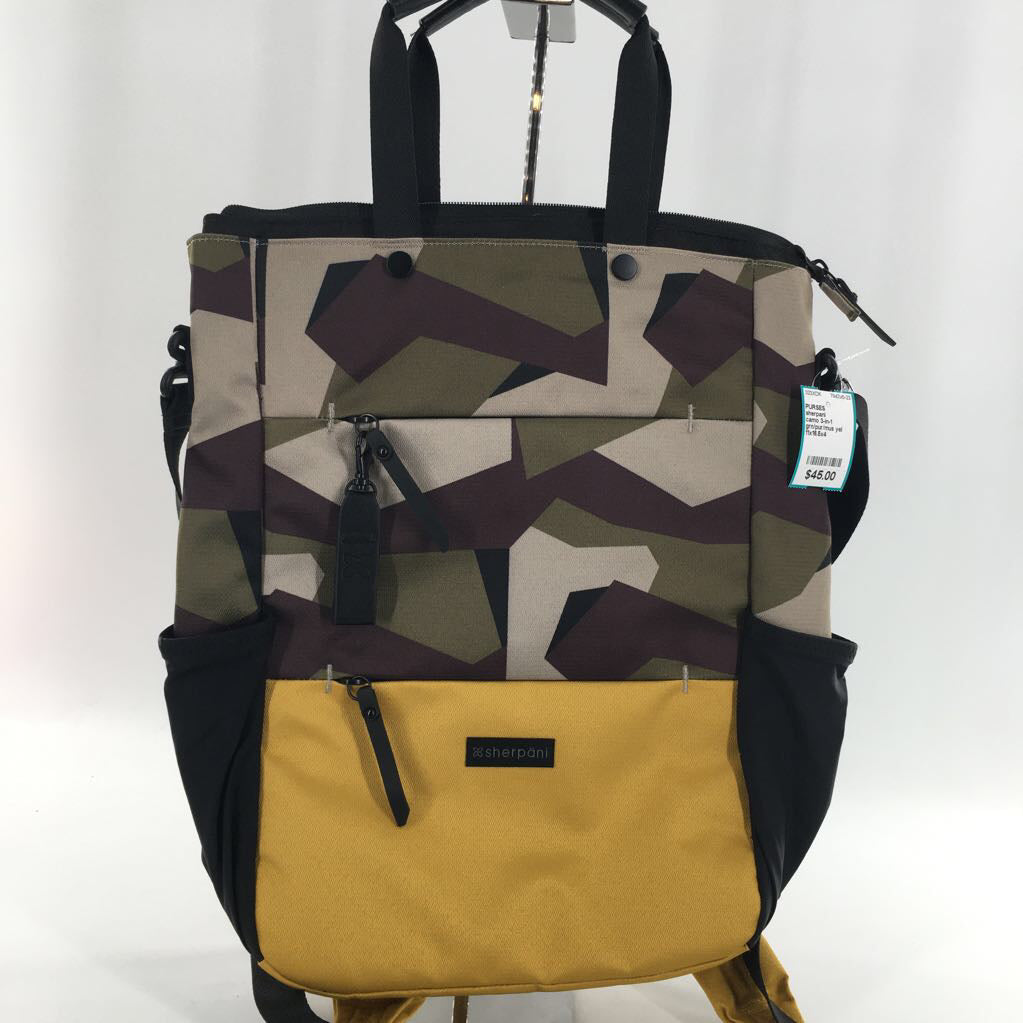 camo 3-in-1 backpack/tote/crossbody