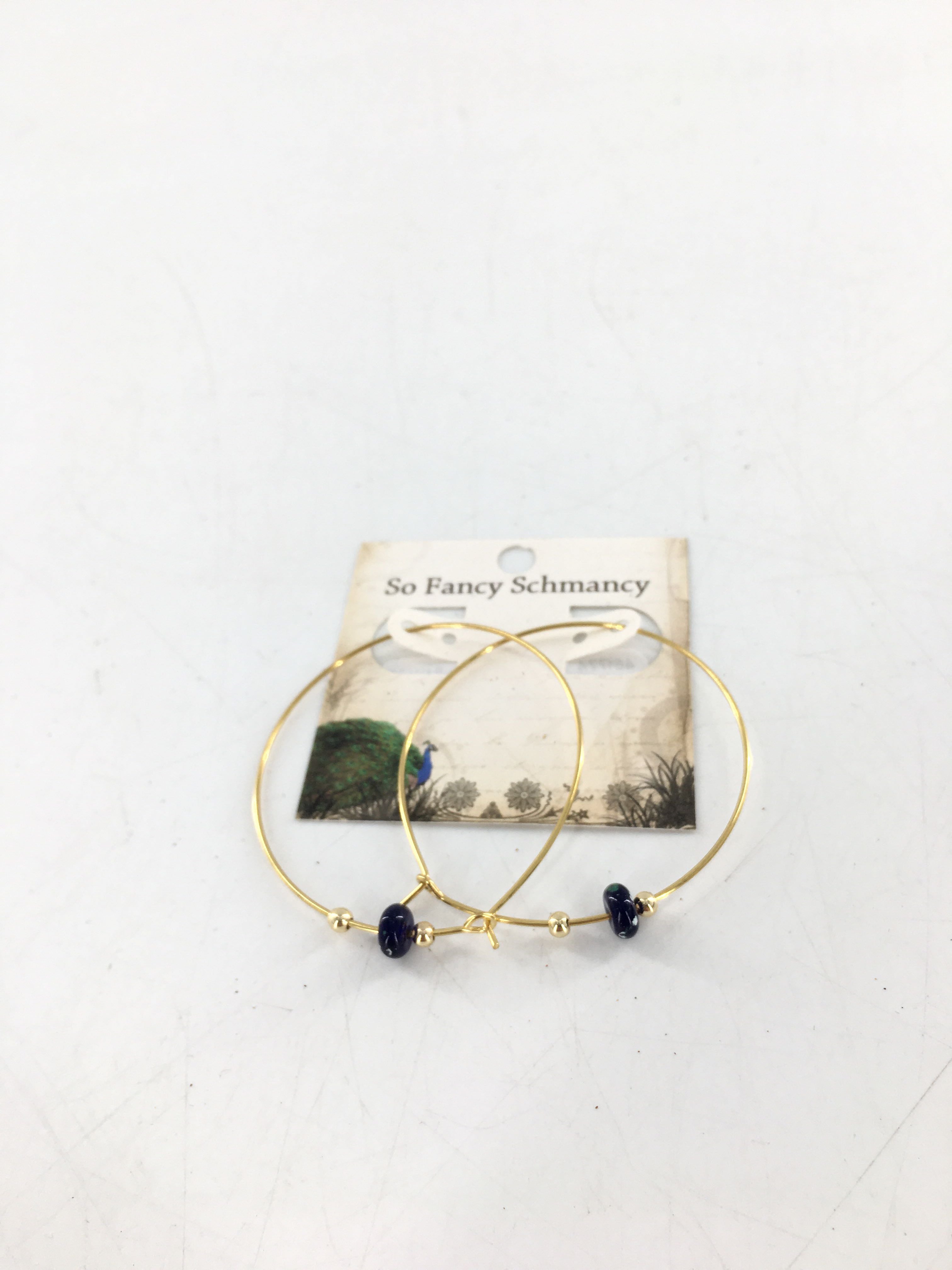 18k gold plated navy sea glass hoop earrings