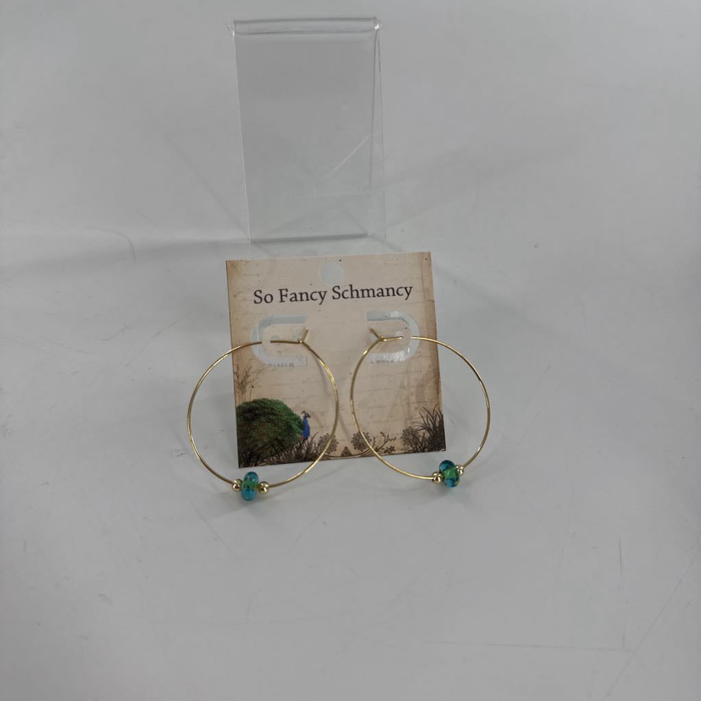 18k gold plated picasso glass hoop earrings