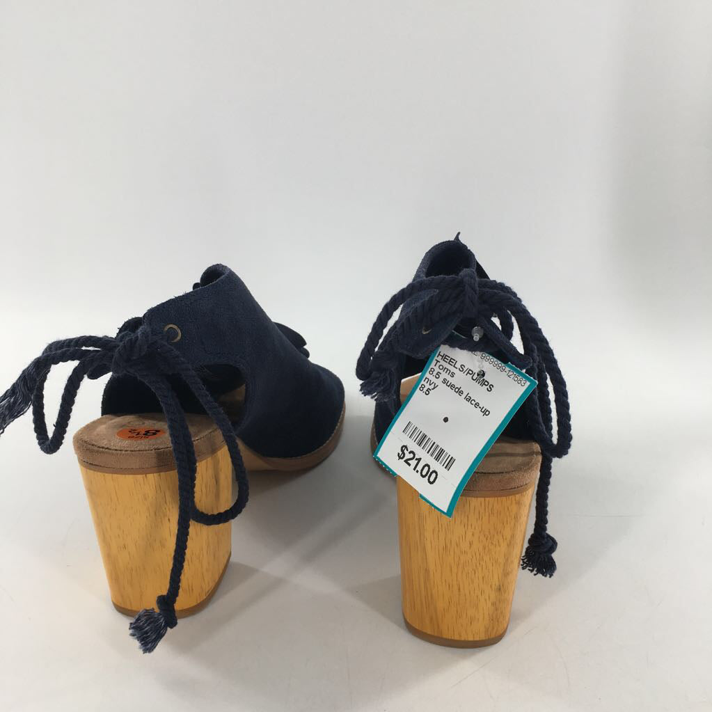 8.5 suede lace-up pep toe heels