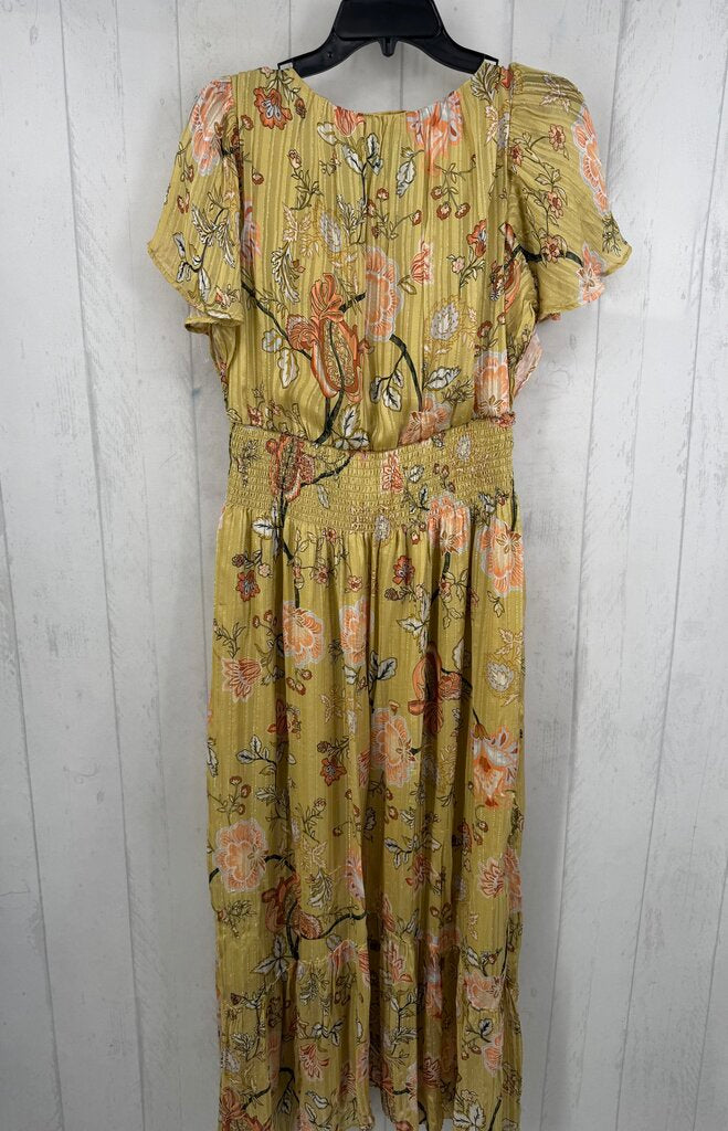 L flo print v-neck s/s dress