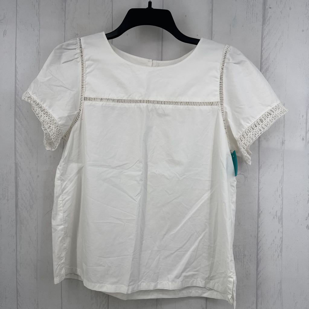 Mp round neck ric-rac trim s/s top