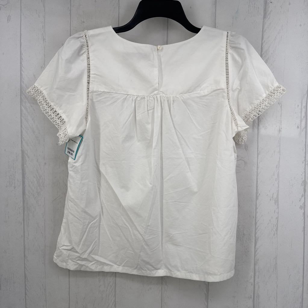 Mp round neck ric-rac trim s/s top