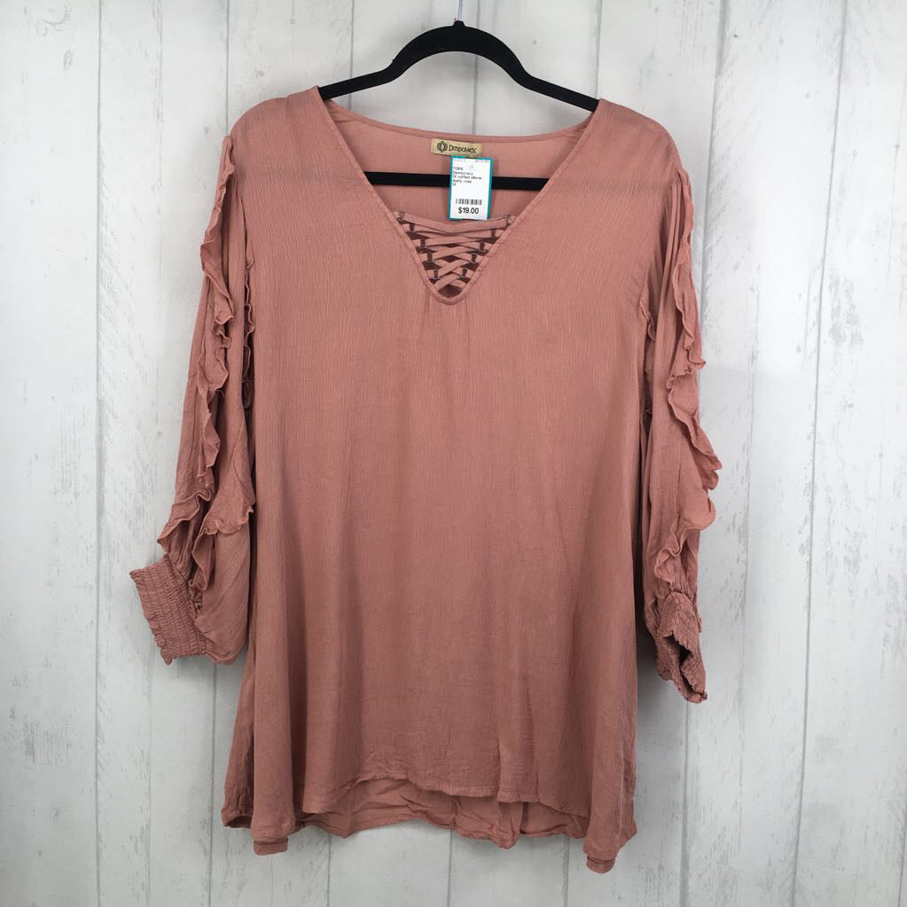 1X ruffled elbow slv top