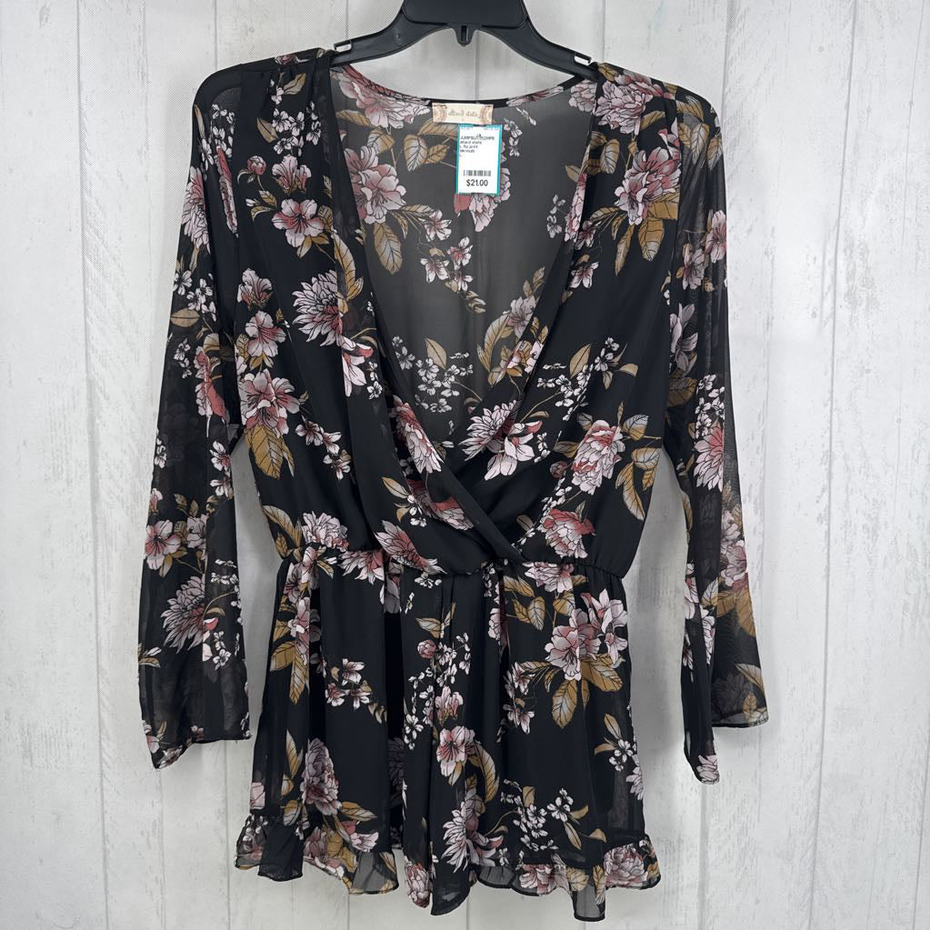 L flo print crossover l/s romper