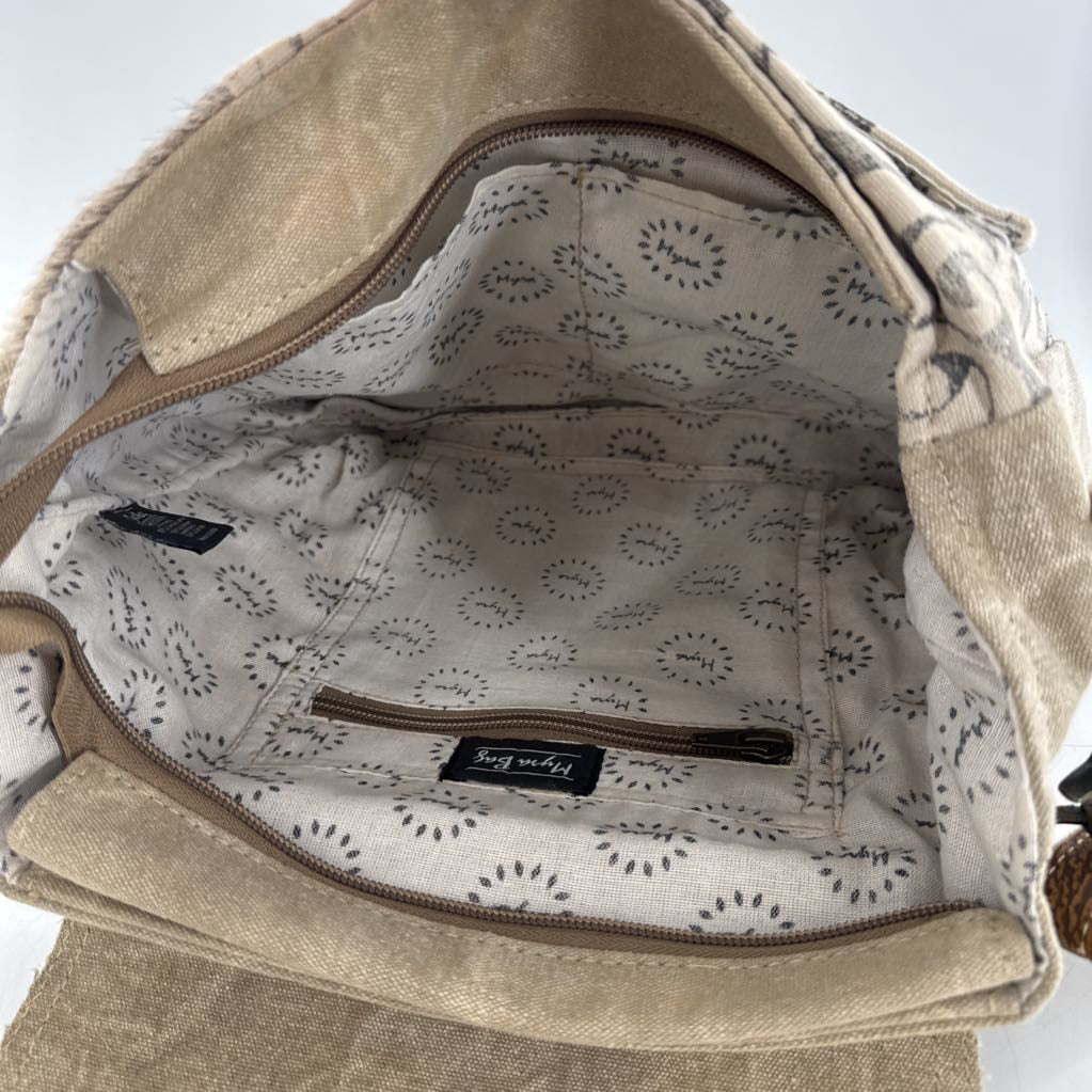 hair on cowhide swril pattern messenger bag