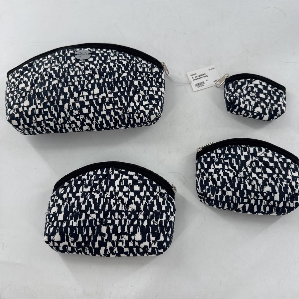 4 pc quilted cosmetic bag