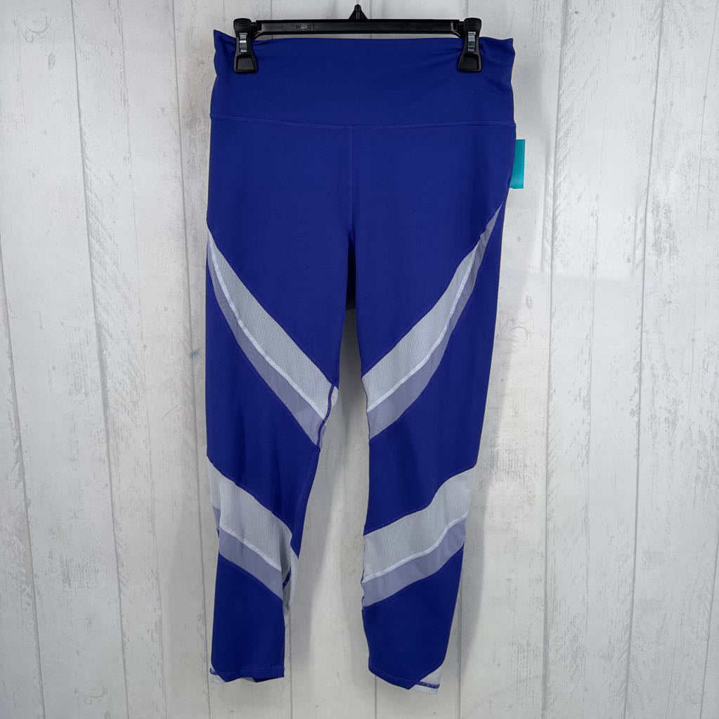 L diagonal mesh striped leggings