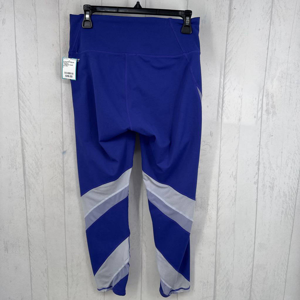 L diagonal mesh striped leggings