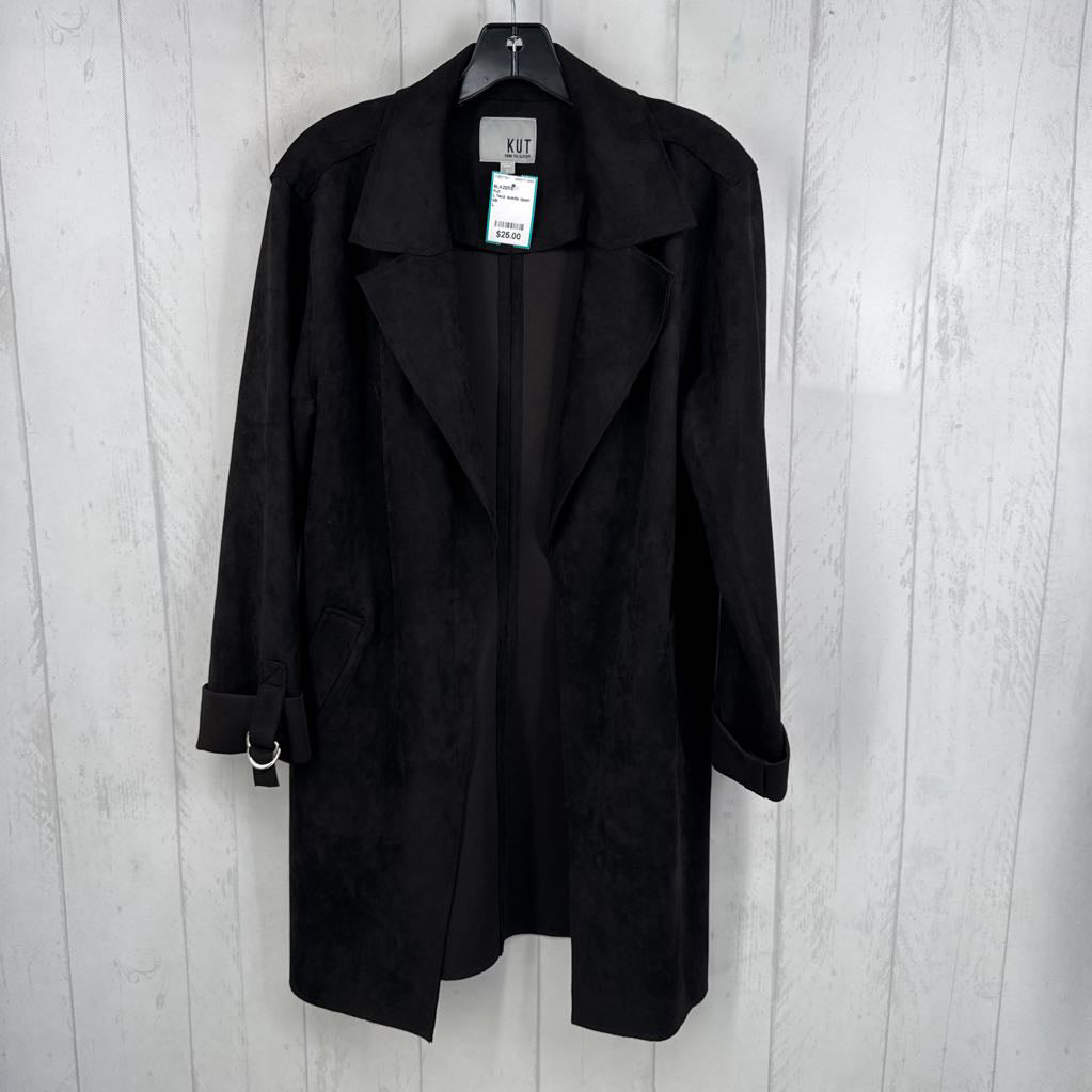L faux suede open jacket