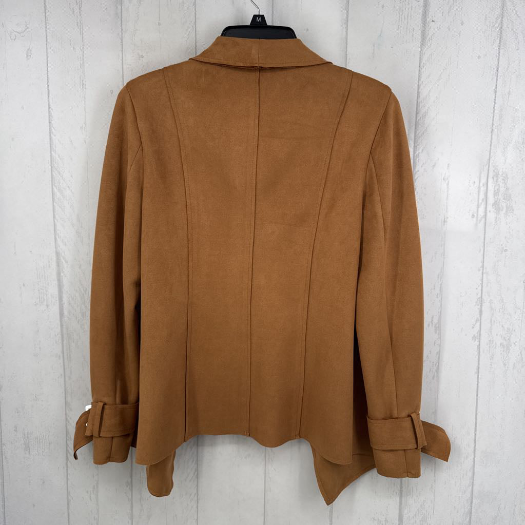 M faux suede draped open jacket/blazer