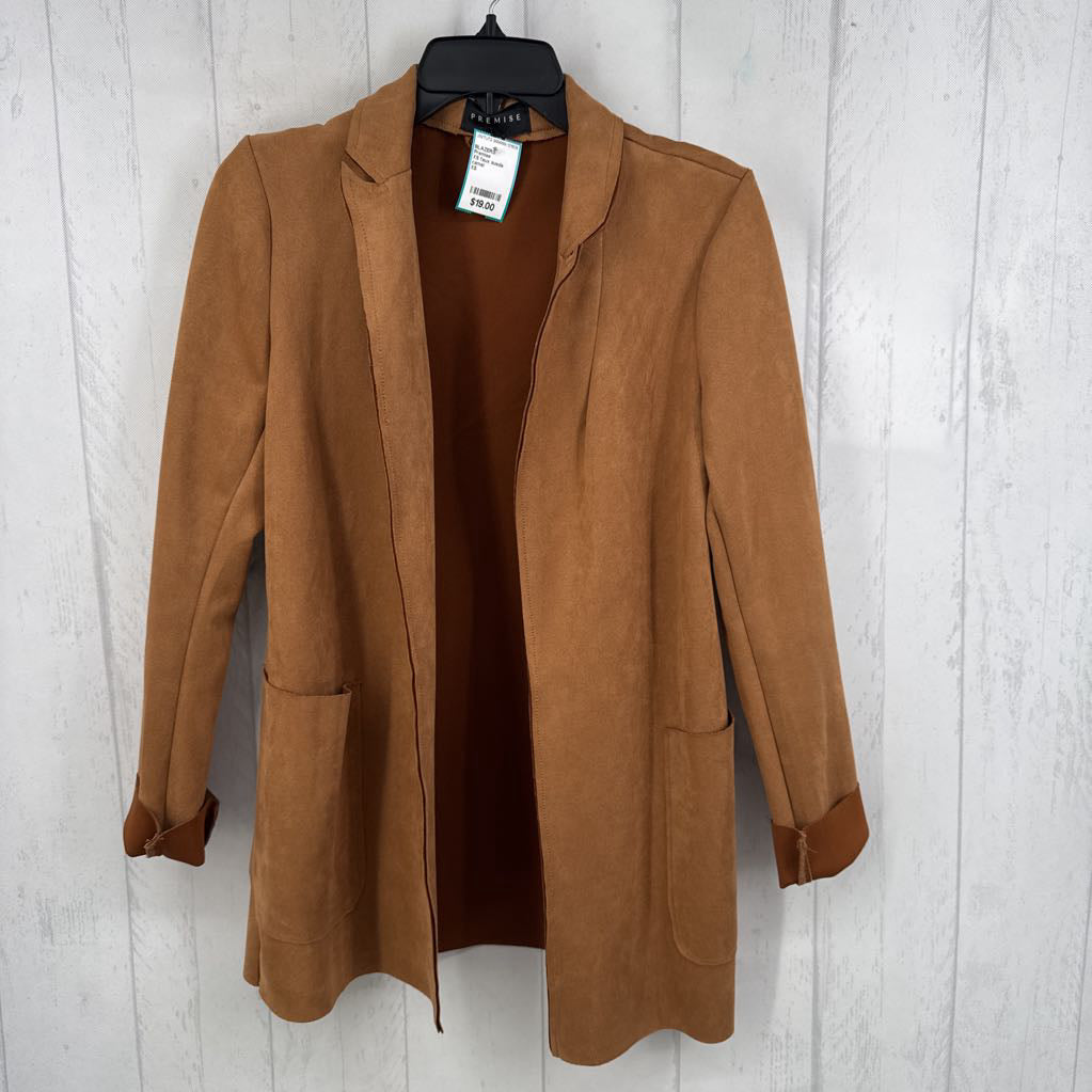 XS faux suede open blazer