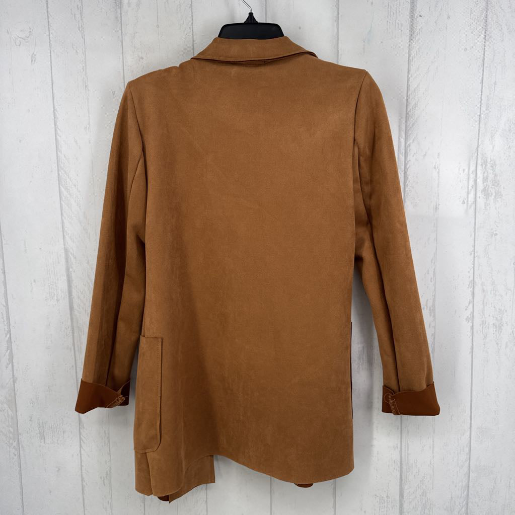 XS faux suede open blazer