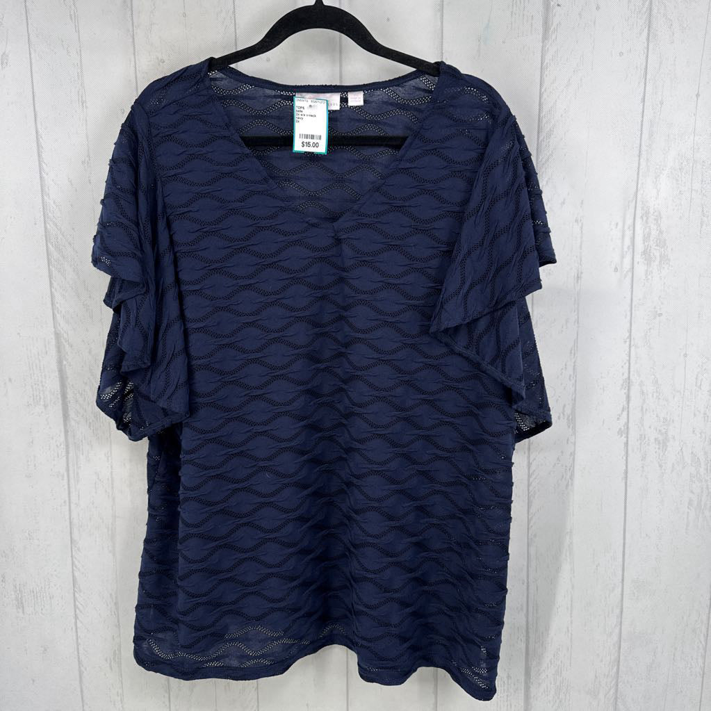 2x s/s v-neck textured top