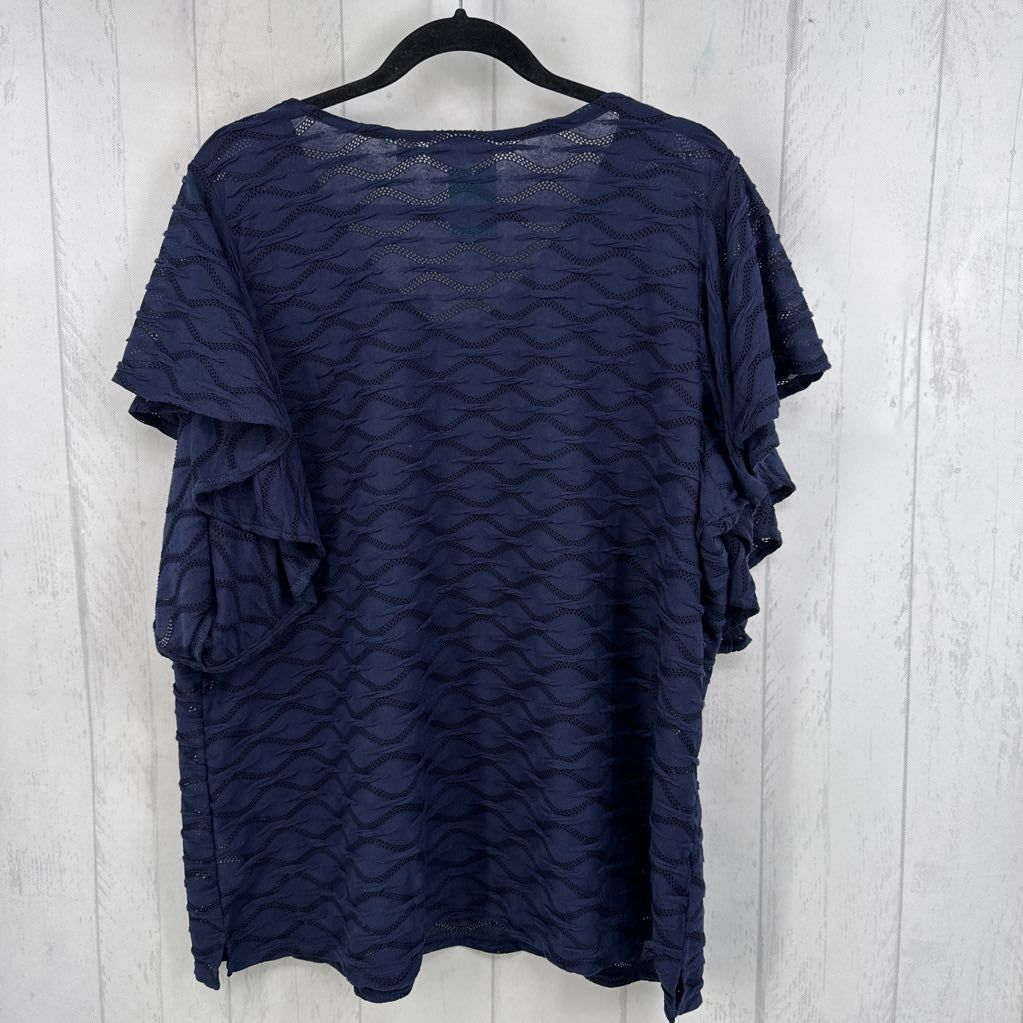 2x s/s v-neck textured top